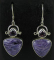 Triangle Charoite Earrings with Amethyst