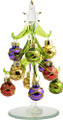 Shiny Green Glass Christmas Tree with Ornaments