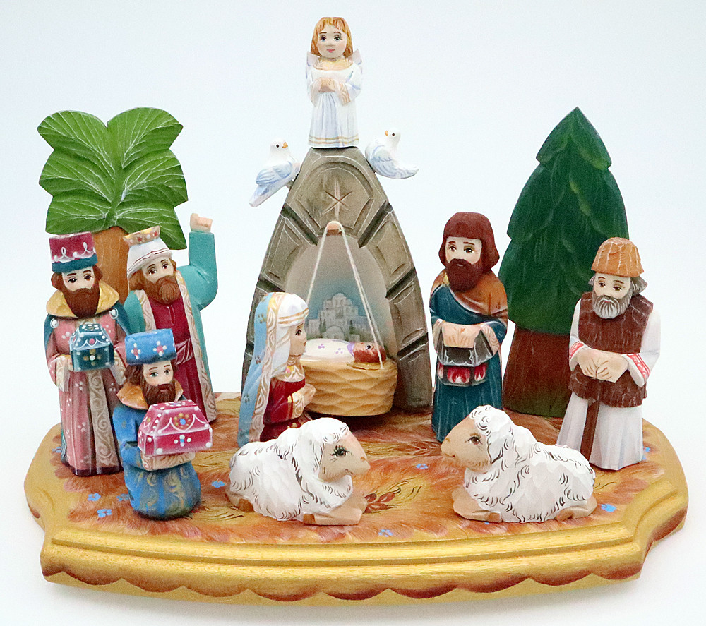 Hand Carved Nativity Scene Set