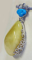 Butterscotch Baltic Amber Pendant with Turquoise