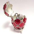 Faberge Style Egg with Swan - Red