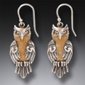 Owl Earrings - Fossilized Walrus Ivory