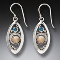 Blue Topaz and Fossilized Walrus Ivory Earrings