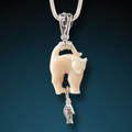 Cat Pendant - Ancient Mammoth Ivory and Silver