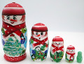 Snowman - Red Scarf | Traditional Matryoshka Nesting Doll
