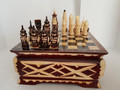 Hand Carved Mini Chess Set "The Battle on the Ice"