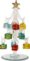Glass Christmas Tree with Ornaments, Clear, 6 Inch