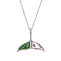 Nephrite Jade Whale Tail Pendant - Silver Plated