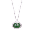 Nephrite Jade Oval Pendant - Sterling Silver