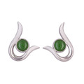 Nephrite Jade Round Post Earrings - Sterling Silver