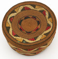 Antique Tlingit Native Hand Woven Basket with Geometric Design