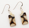 Rectangular Fossil Walrus Ivory Earrings | Robert Cutler's Bowls and Jewelry