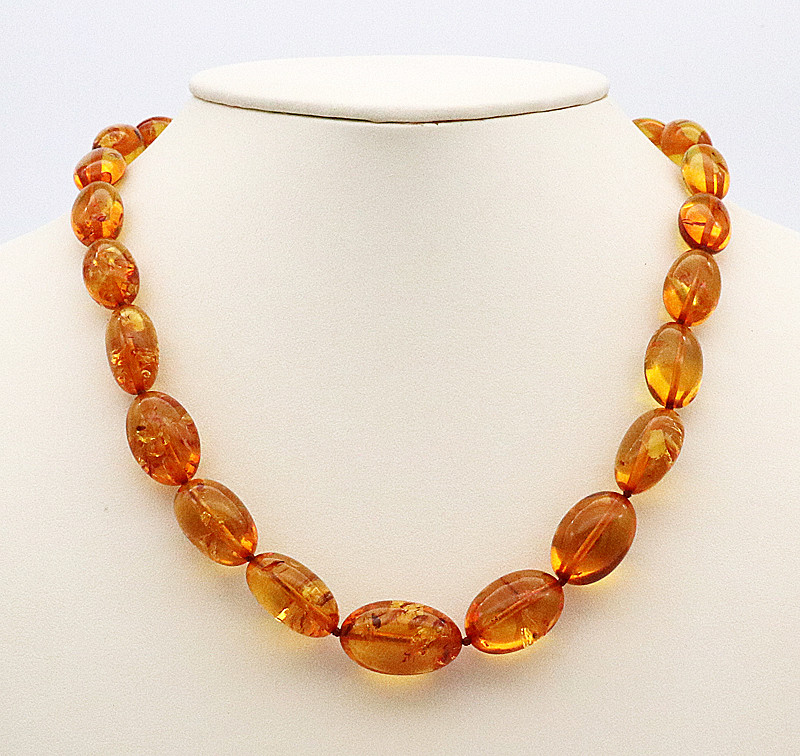 honey Baltic amber baby necklace bright cognac olive oval beads 13 inch 