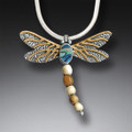 Dragonfly Pendant Paua with Fossil walrus Ivory
