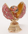 Faberge Style Enameled Egg and Mini Floral Basket - Pink