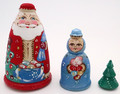 Santa with Snegurochka and Christmas Tree | Traditional Matryoshka Nesting Doll