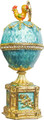 Egg "Chauntecleer" with Rooster Blue color | Faberge Style Egg