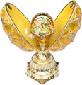 Faberge Style Enameled Large Gold Egg - Flower Bouquet Double Imperial Egg