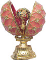 Faberge Style Enameled  Pink Egg - Flower Bouquet Double Imperial Egg