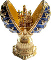 Faberge Style Enameled Egg with St Basil's Cathedral - Small Blue