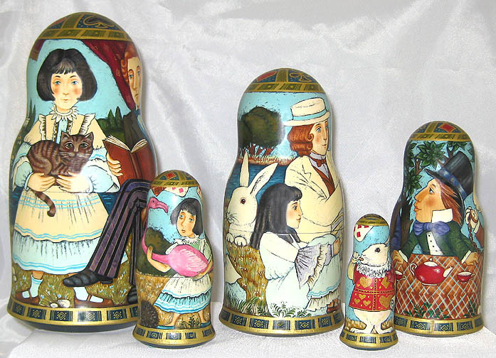 alice in wonderland russian nesting dolls