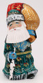 Walking Santa with Birch Staff - Turquoise Coat  | Grandfather Frost / Russian Santa Claus
