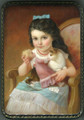 Girl with a Cat and a Doll | Fedoskino Lacquer Box