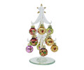 Clear Tree with Red, Green, Gold, Purple Ornaments 