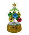 Green Glass LED Tree 6 inch with 8 Ornaments