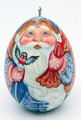 Santa with Bird Lacquered Egg Christmas Ornament