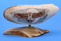 Flying Owl - Fossil Walrus Tooth | Scrimshaw 