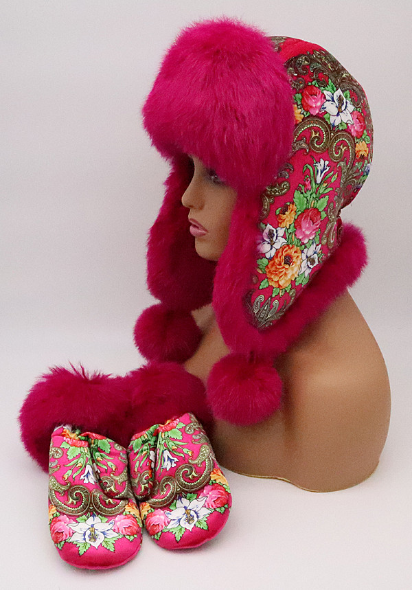 Fur Cozy Russian Ushanka Hat Pink Authentic Communist Winter