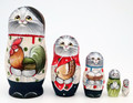 Cat Family with Rooster | Fine Art Matryoshka Nesting Doll