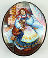 Peasant Girl with a Cat | Fedoskino Lacquer Box