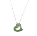 Nephrite Jade Floating Heart Pendant - Silver Plated