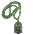 Green Jade Bead Buddha Necklace