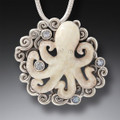 Fossilized Walrus Ivory Octopus Pendant