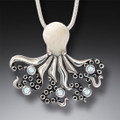 Fossilized Walrus Ivory Sterling Silver Octopus Pendant 