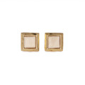 Fossil Mammoth Square Shape Earrings - Gold Plated