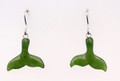 Nephrite Jade Whale Tail Earrings - Silver Plated