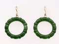 Nephrite Jade Circle Earrings - Gold Plated