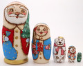 Santa with Snegurochka and Polar bear | Traditional Matryoshka Nesting Doll