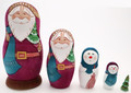 Russian Ded Moroz with Friends - Burgundy Color | Matryoshka / Nevalashka Doll