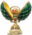 Faberge Style Enameled Egg with Floral Basket - Green