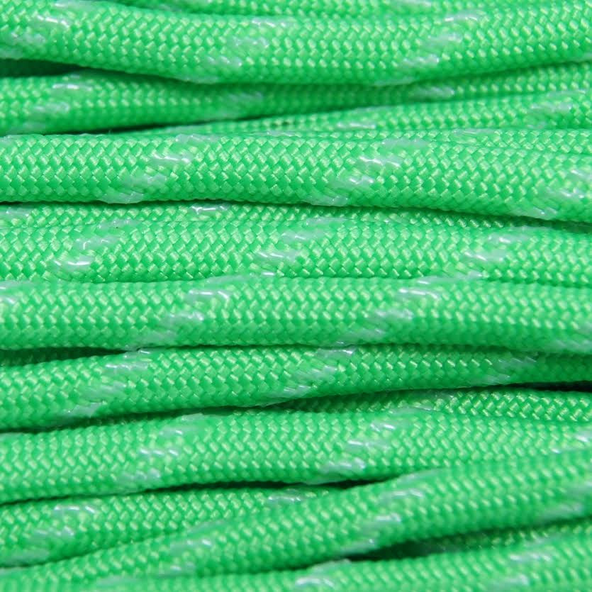 Neon Green Glow in the Dark Tracer and Reflective Paracord 550 Cord