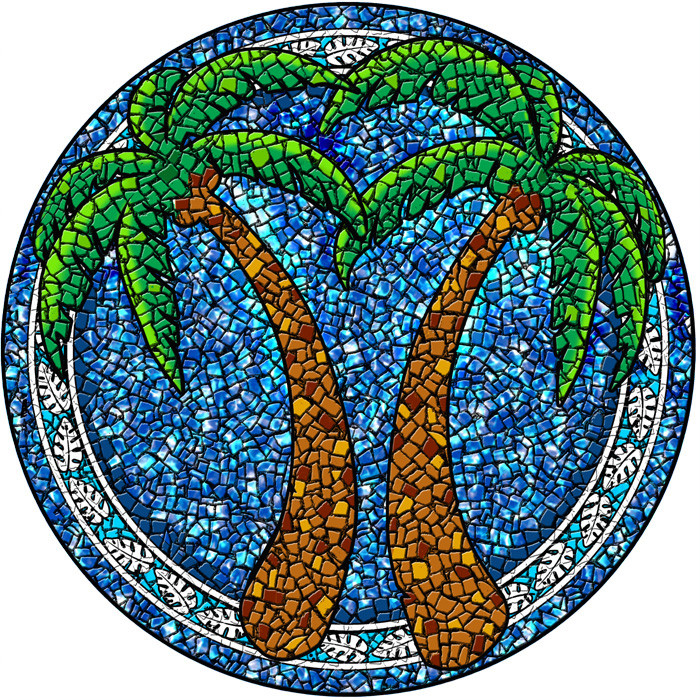 AquaArt 47 LARGE Mosaic Palm Tree Drop in Swimming PoolArt