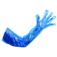 Polythene Gauntlet arm length gloves x 50 (blue)