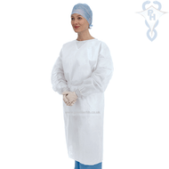 Hospital, Examination Gown - Longsleeves with Cuff and ties - WHITE