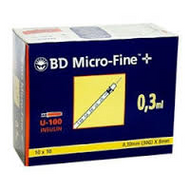 Bd Micro-Fine U-100 Insulin Syringe needles 0.3ml (100)