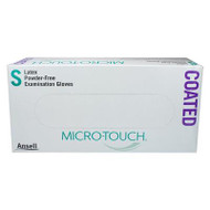 Ansell Micro-Touch Coated Latex Powder-Free Examination Gloves x 100 - Size: SMALL